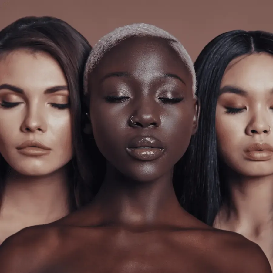 Mulheres com diferentes tons de pele